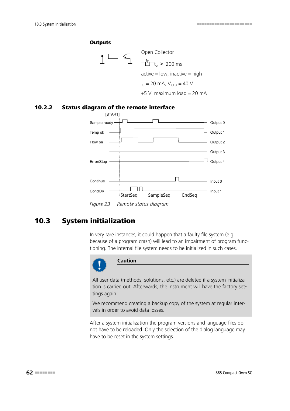 2 status diagram of the remote interface, 3 system initialization, Status diagram of the remote interface | Figure 23, Remote status diagram | Metrohm 885 Compact Oven SC User Manual | Page 72 / 93