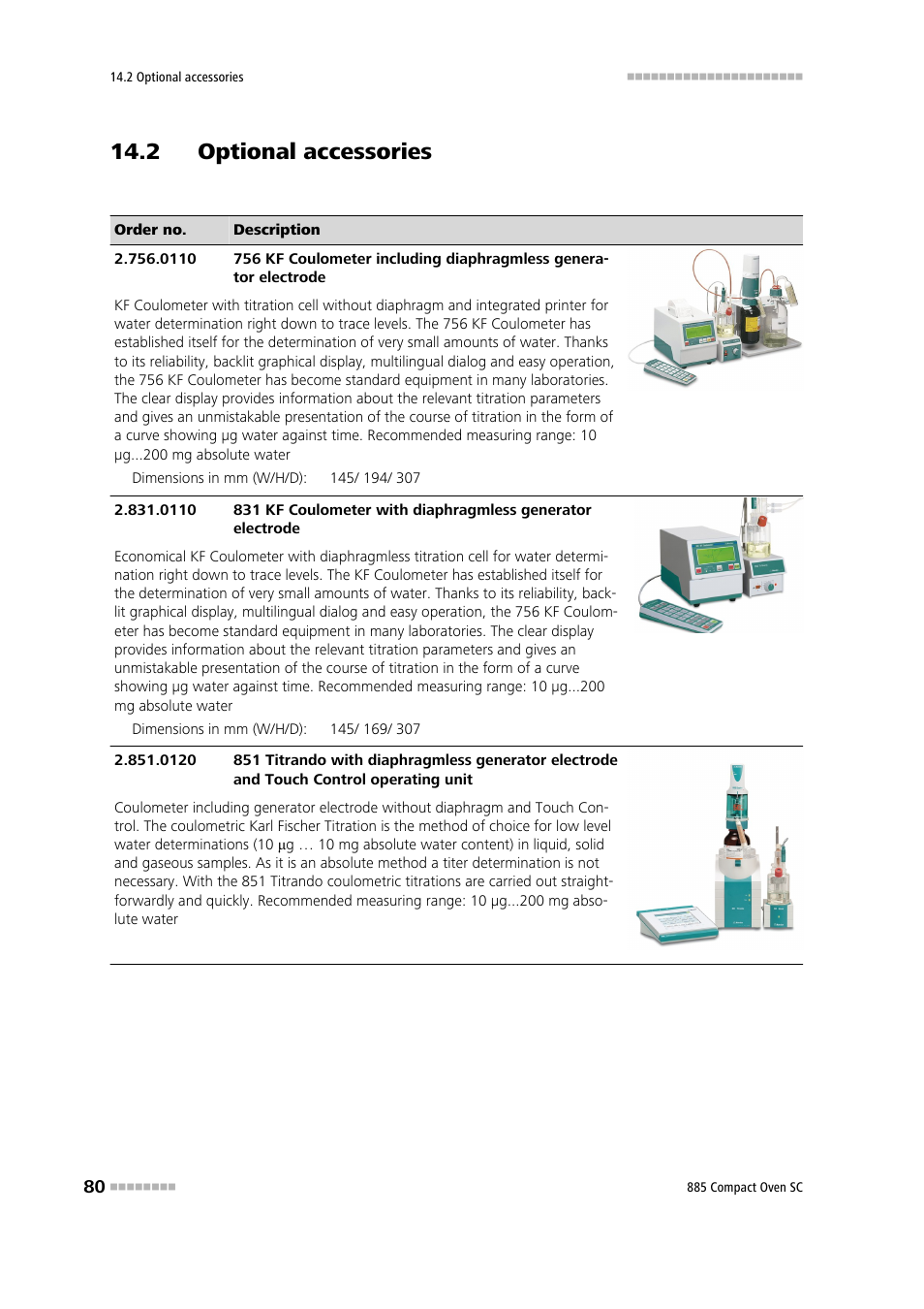 2 optional accessories | Metrohm 885 Compact Oven SC User Manual | Page 90 / 93