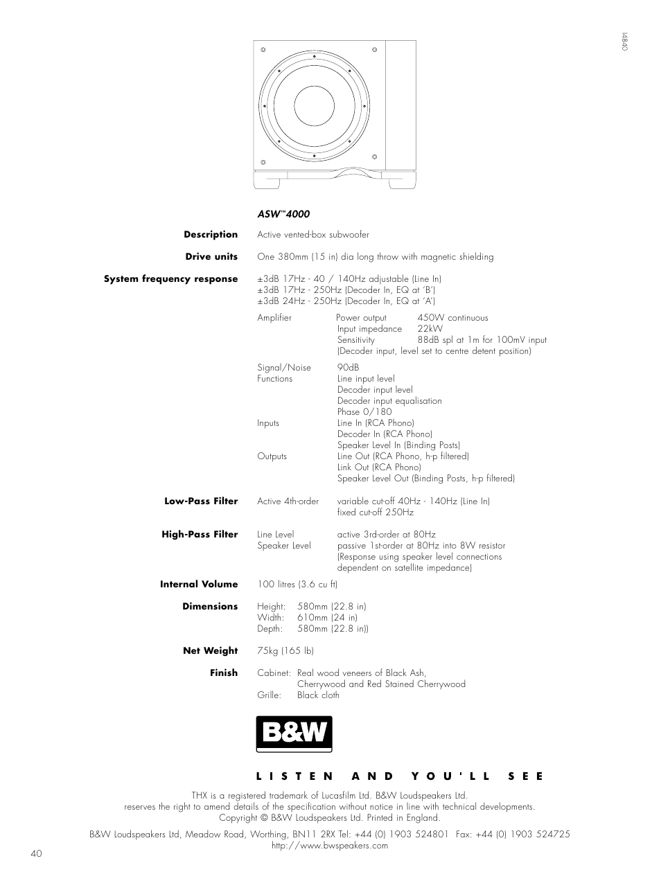 Bowers & Wilkins 4000 User Manual | Page 42 / 42