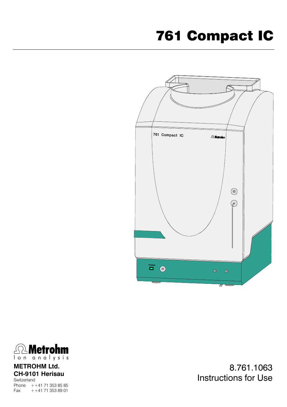 Metrohm 761 Compact IC User Manual | 228 pages