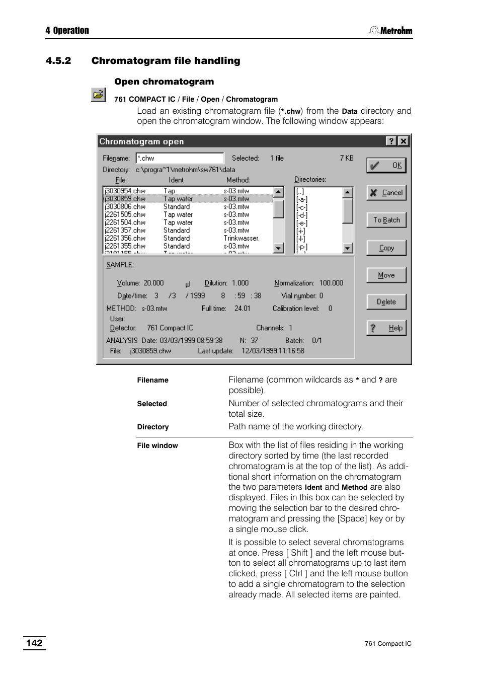 2 chromatogram file handling | Metrohm 761 Compact IC User Manual | Page 152 / 228