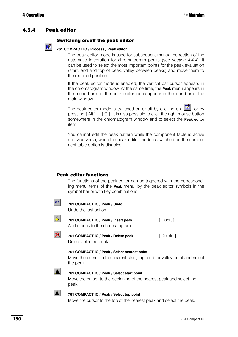 4 peak editor | Metrohm 761 Compact IC User Manual | Page 160 / 228