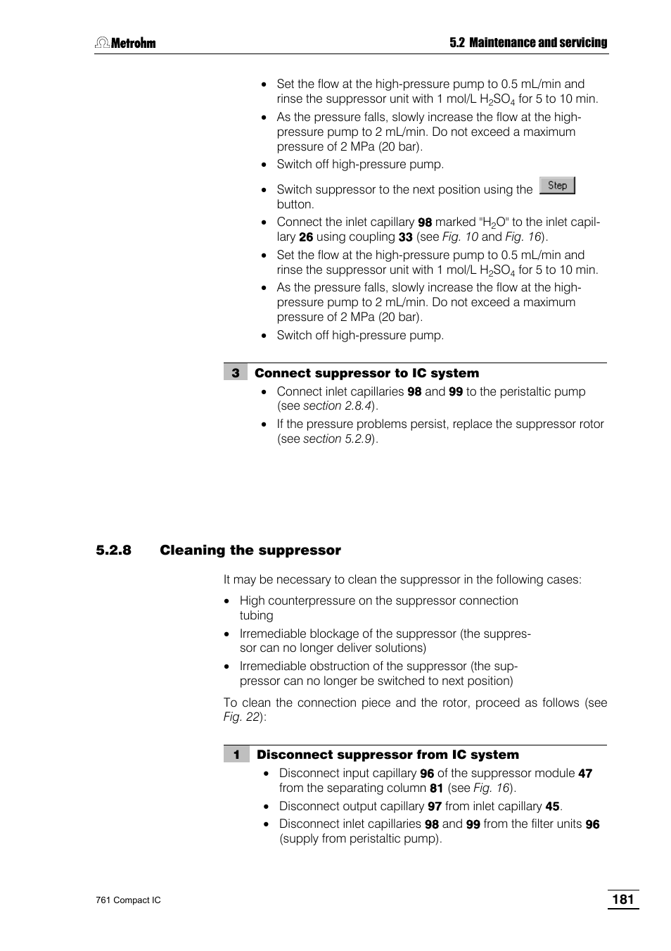 8 cleaning the suppressor | Metrohm 761 Compact IC User Manual | Page 191 / 228