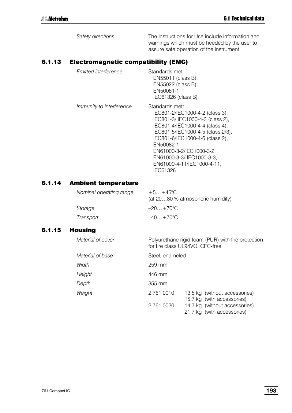 Metrohm 761 Compact IC User Manual | Page 203 / 228