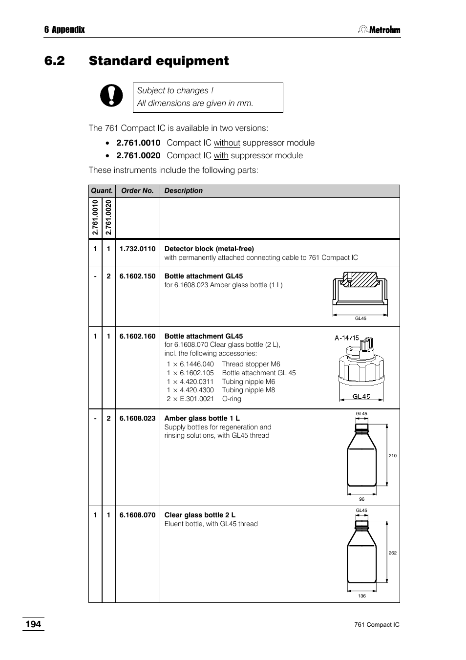 2 standard equipment | Metrohm 761 Compact IC User Manual | Page 204 / 228