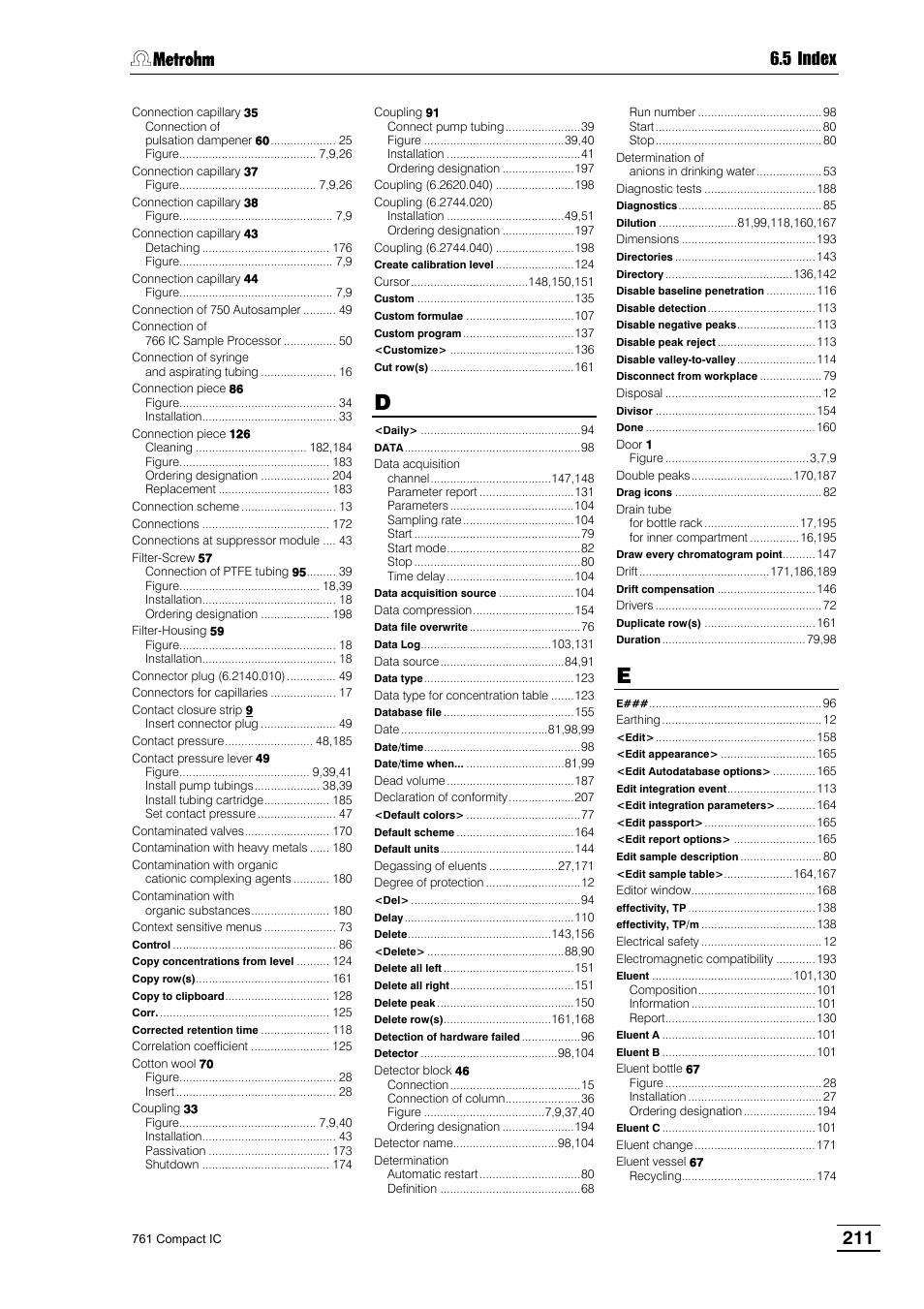 5 index | Metrohm 761 Compact IC User Manual | Page 221 / 228