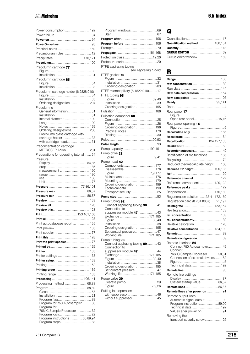 5 index | Metrohm 761 Compact IC User Manual | Page 225 / 228