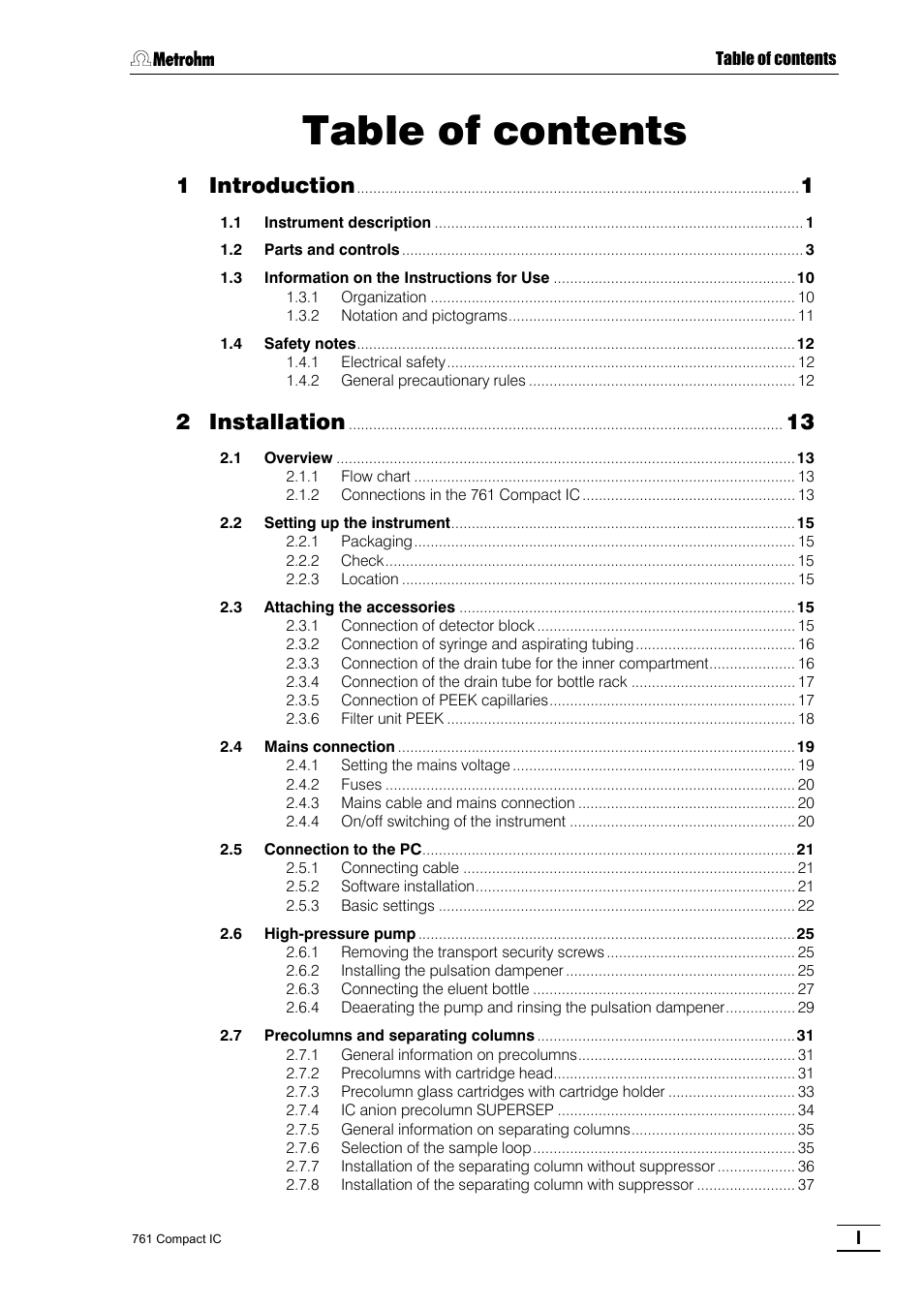 Metrohm 761 Compact IC User Manual | Page 3 / 228