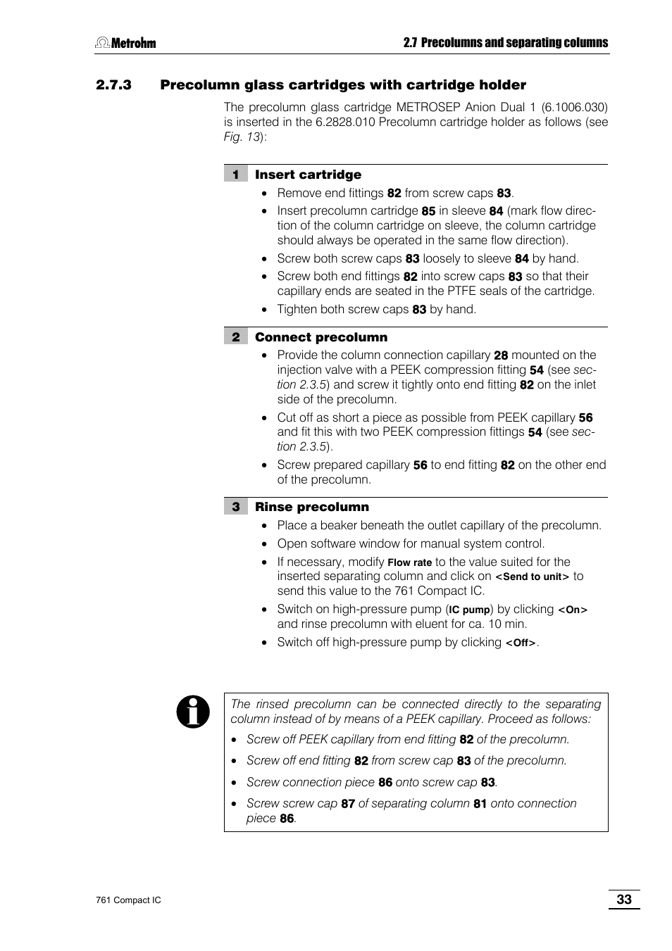 3 precolumn glass cartridges with cartridge holder | Metrohm 761 Compact IC User Manual | Page 43 / 228