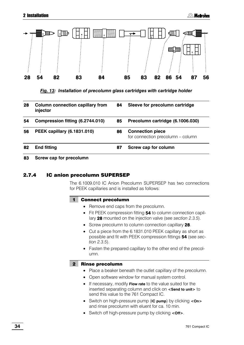 4 ic anion precolumn supersep | Metrohm 761 Compact IC User Manual | Page 44 / 228