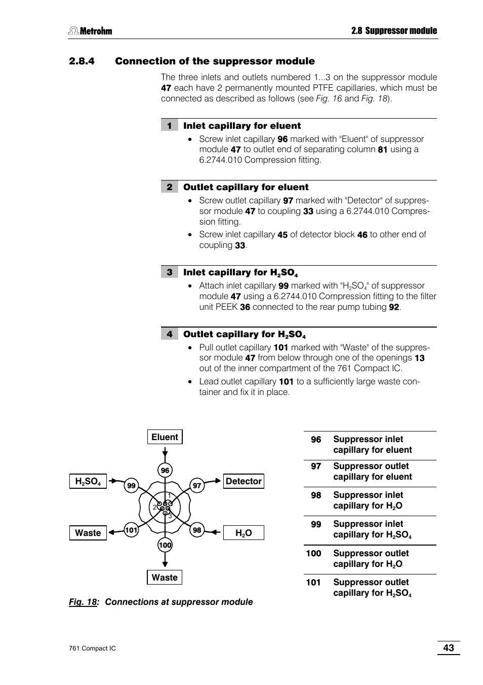 4 connection of the suppressor module | Metrohm 761 Compact IC User Manual | Page 53 / 228