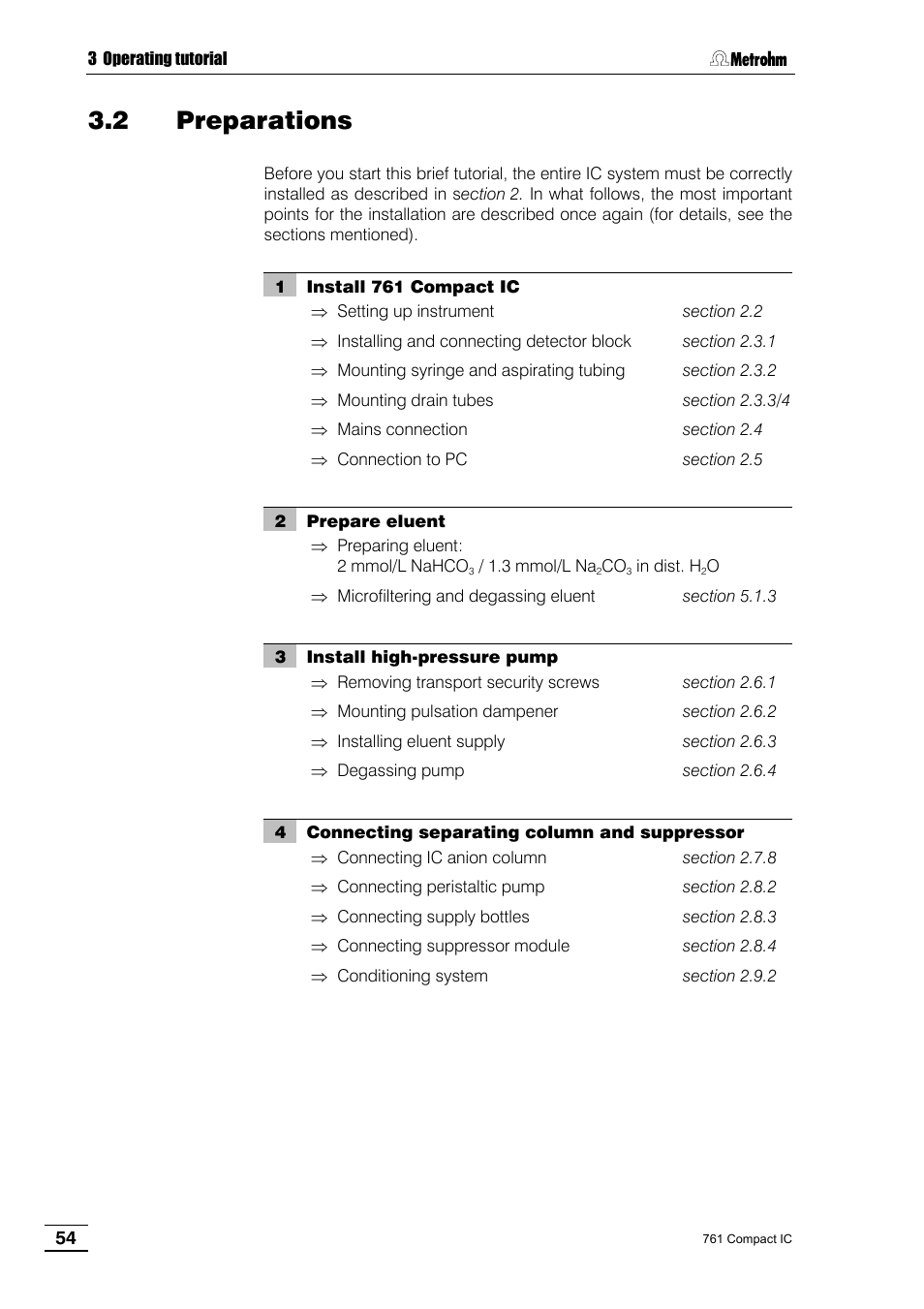 2 preparations | Metrohm 761 Compact IC User Manual | Page 64 / 228