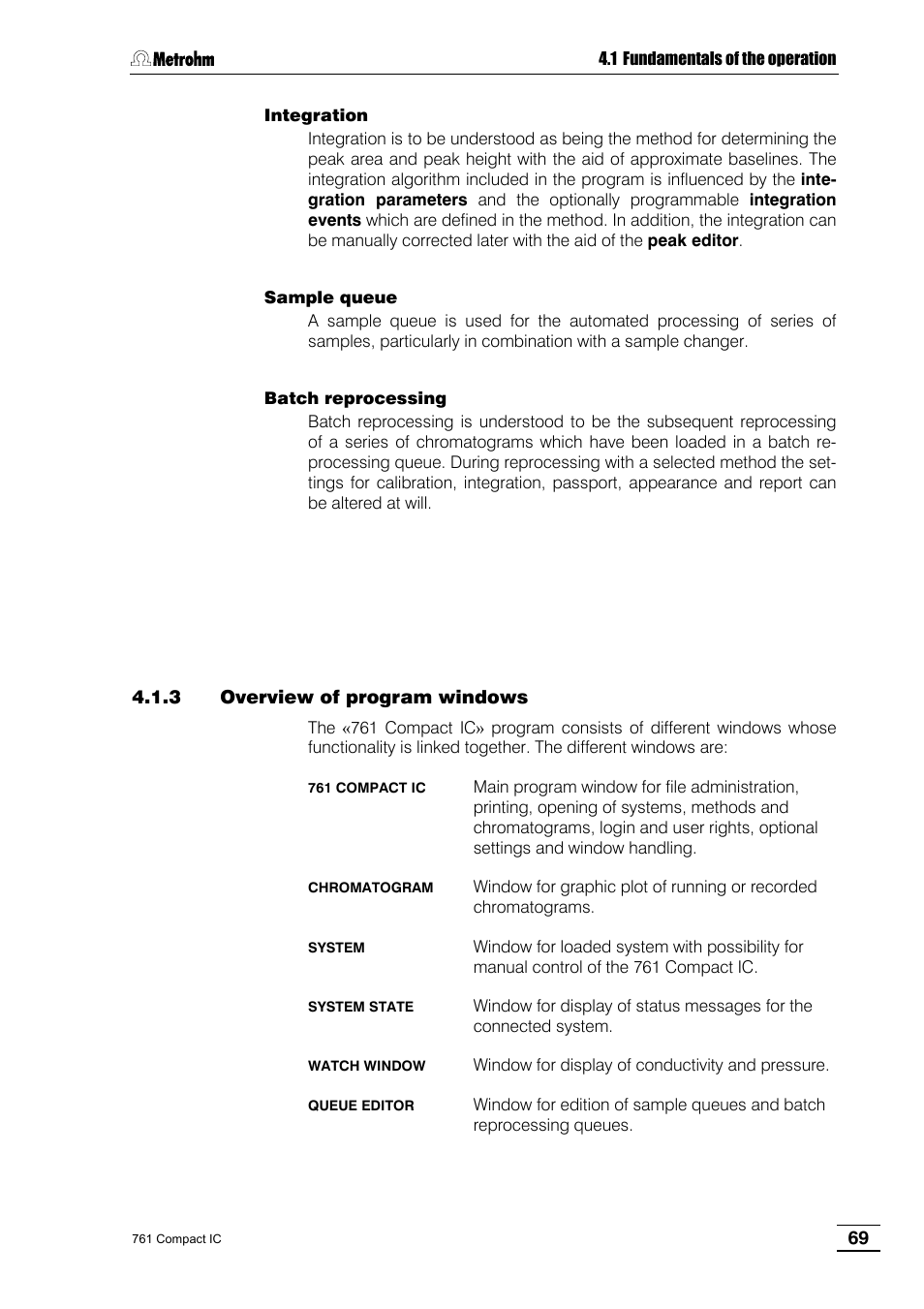 3 overview of program windows | Metrohm 761 Compact IC User Manual | Page 79 / 228