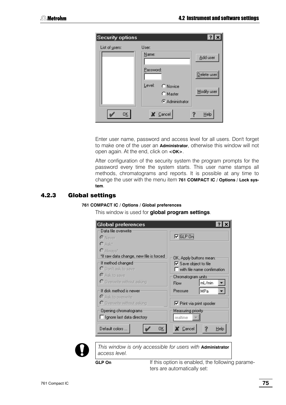 3 global settings | Metrohm 761 Compact IC User Manual | Page 85 / 228