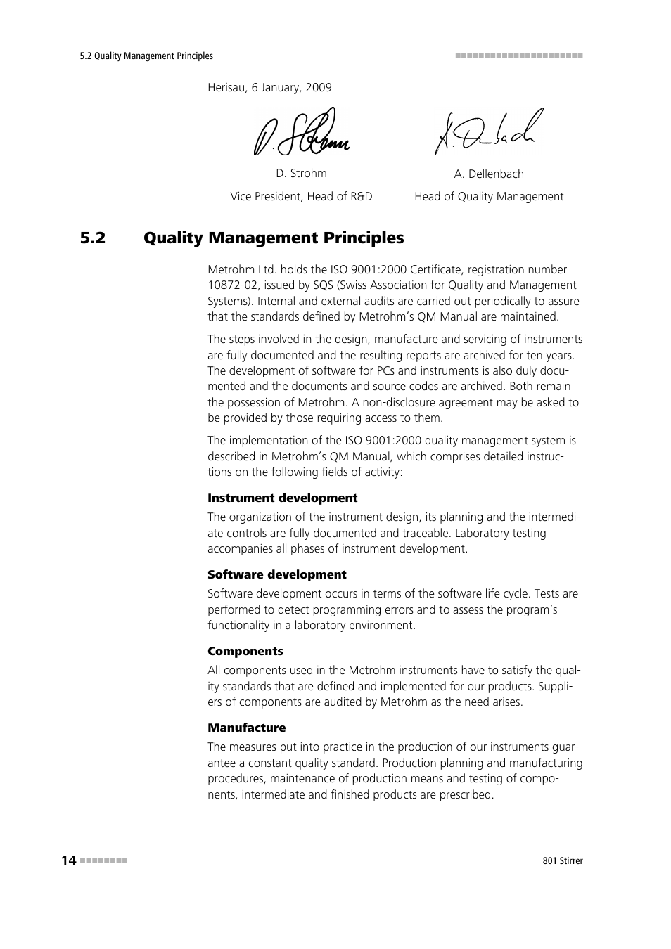 2 quality management principles, Quality management principles | Metrohm 801 Magnetic Stirrer User Manual | Page 22 / 27