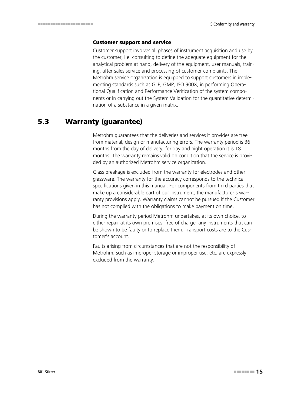 3 warranty (guarantee), Warranty (guarantee) | Metrohm 801 Magnetic Stirrer User Manual | Page 23 / 27