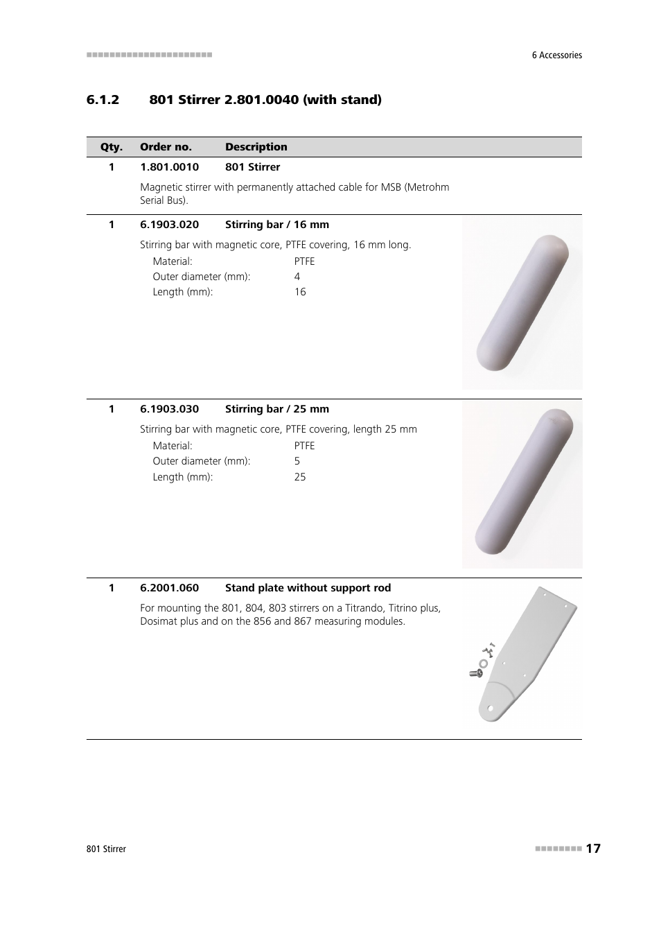 2 801 stirrer 2.801.0040 (with stand), 801 stirrer 2.801.0040 (with stand) | Metrohm 801 Magnetic Stirrer User Manual | Page 25 / 27