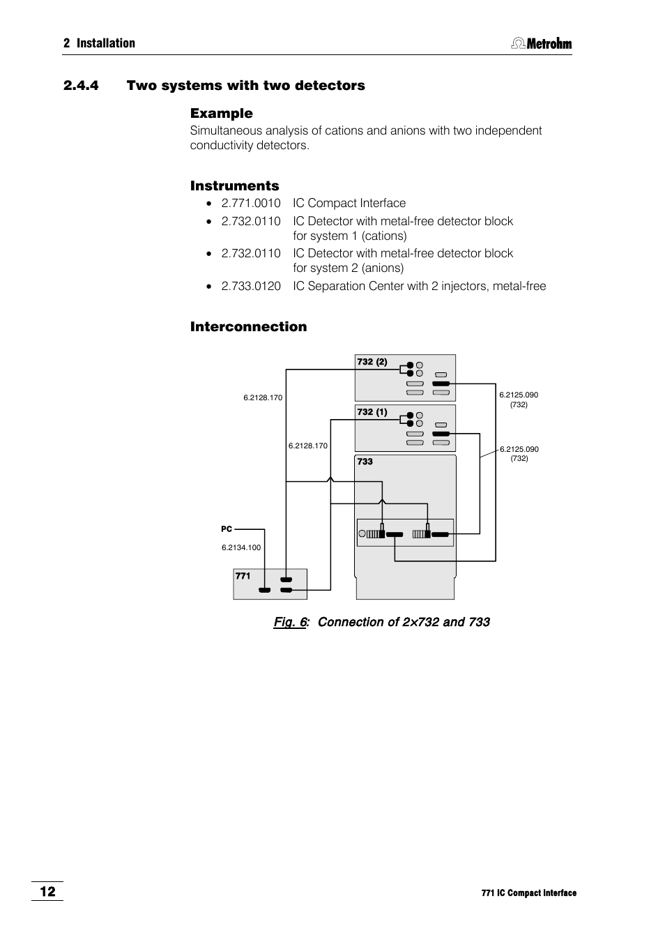 4 two systems with two detectors, Instruments, Interconnection | Metrohm 771 IC Compact Interface User Manual | Page 18 / 30