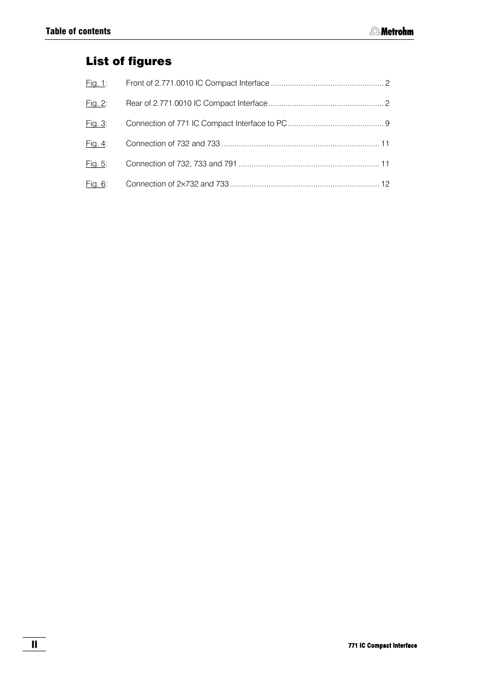 List of figures | Metrohm 771 IC Compact Interface User Manual | Page 6 / 30