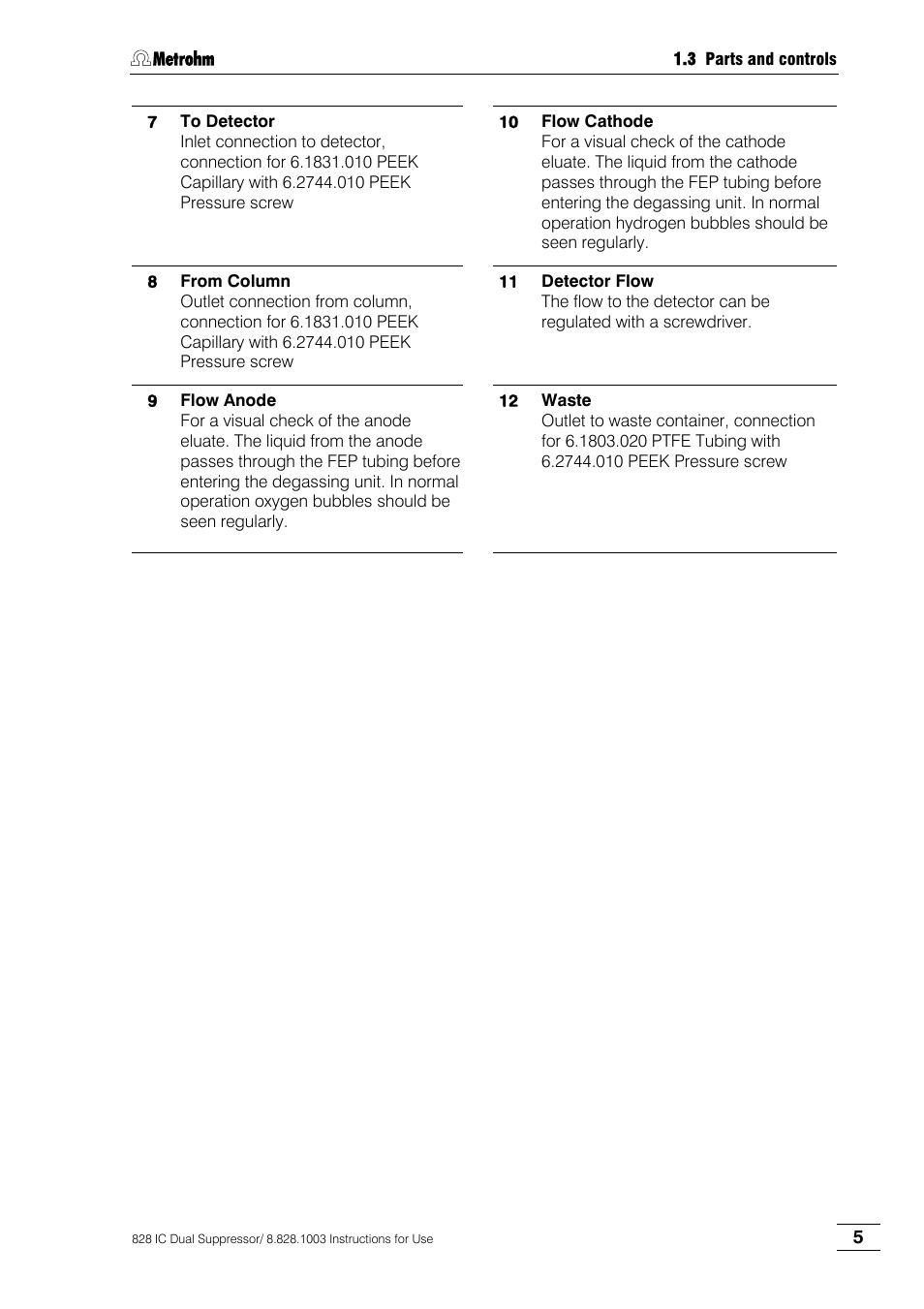 7 connection, 8 connection, 5 12 connection | Metrohm 828 IC Dual Suppressor User Manual | Page 13 / 58