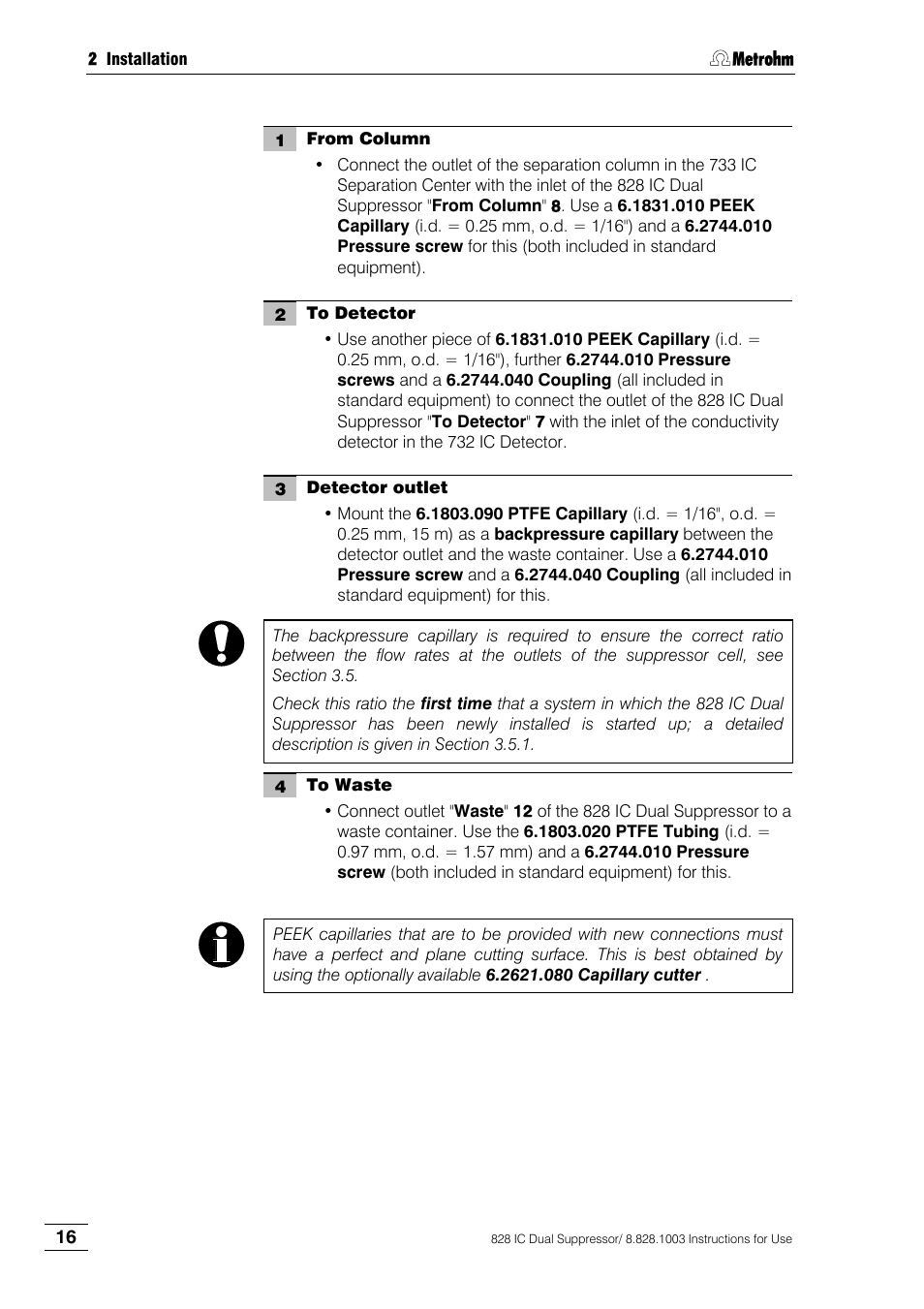 Metrohm 828 IC Dual Suppressor User Manual | Page 24 / 58