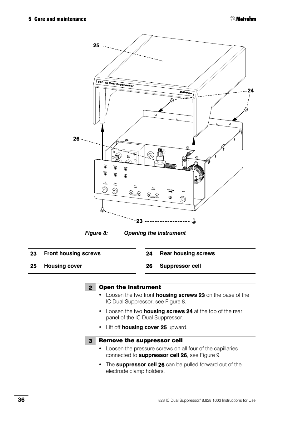 Figure 8, Opening the instrument | Metrohm 828 IC Dual Suppressor User Manual | Page 44 / 58