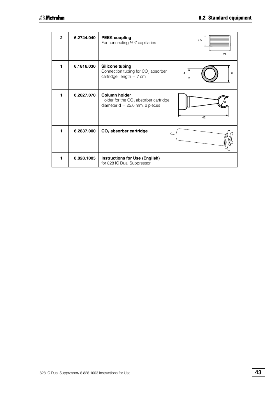 2 standard equipment | Metrohm 828 IC Dual Suppressor User Manual | Page 51 / 58