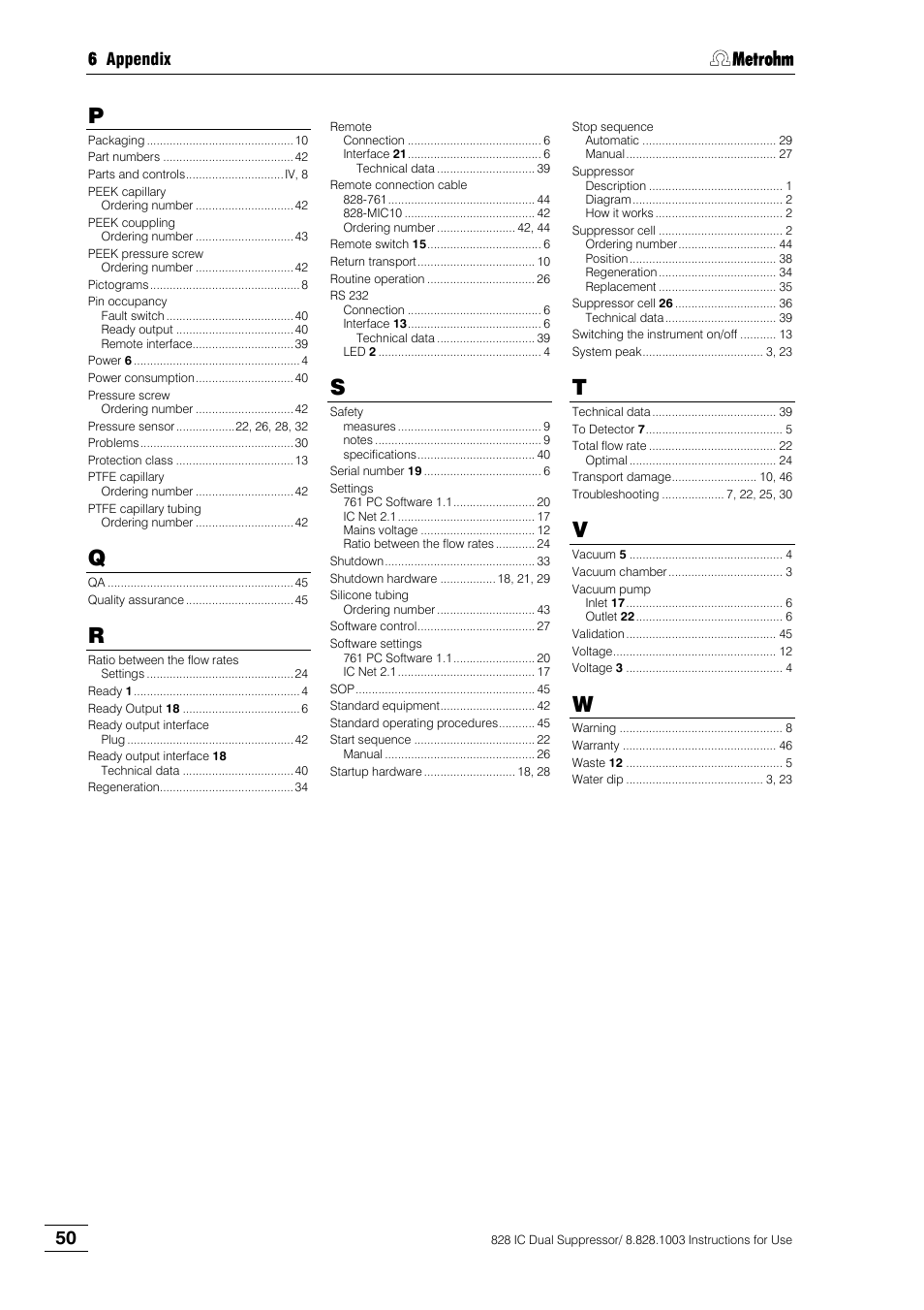 6 appendix | Metrohm 828 IC Dual Suppressor User Manual | Page 58 / 58