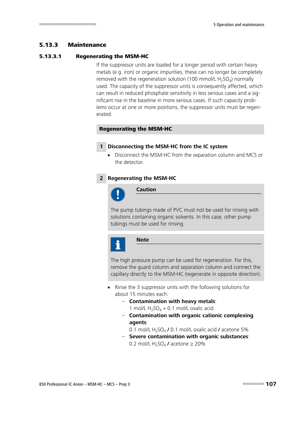 3 maintenance, 1 regenerating the msm‑hc, Maintenance | Metrohm 850 Professional IC MSM-HC MCS Prep 3 User Manual | Page 117 / 158