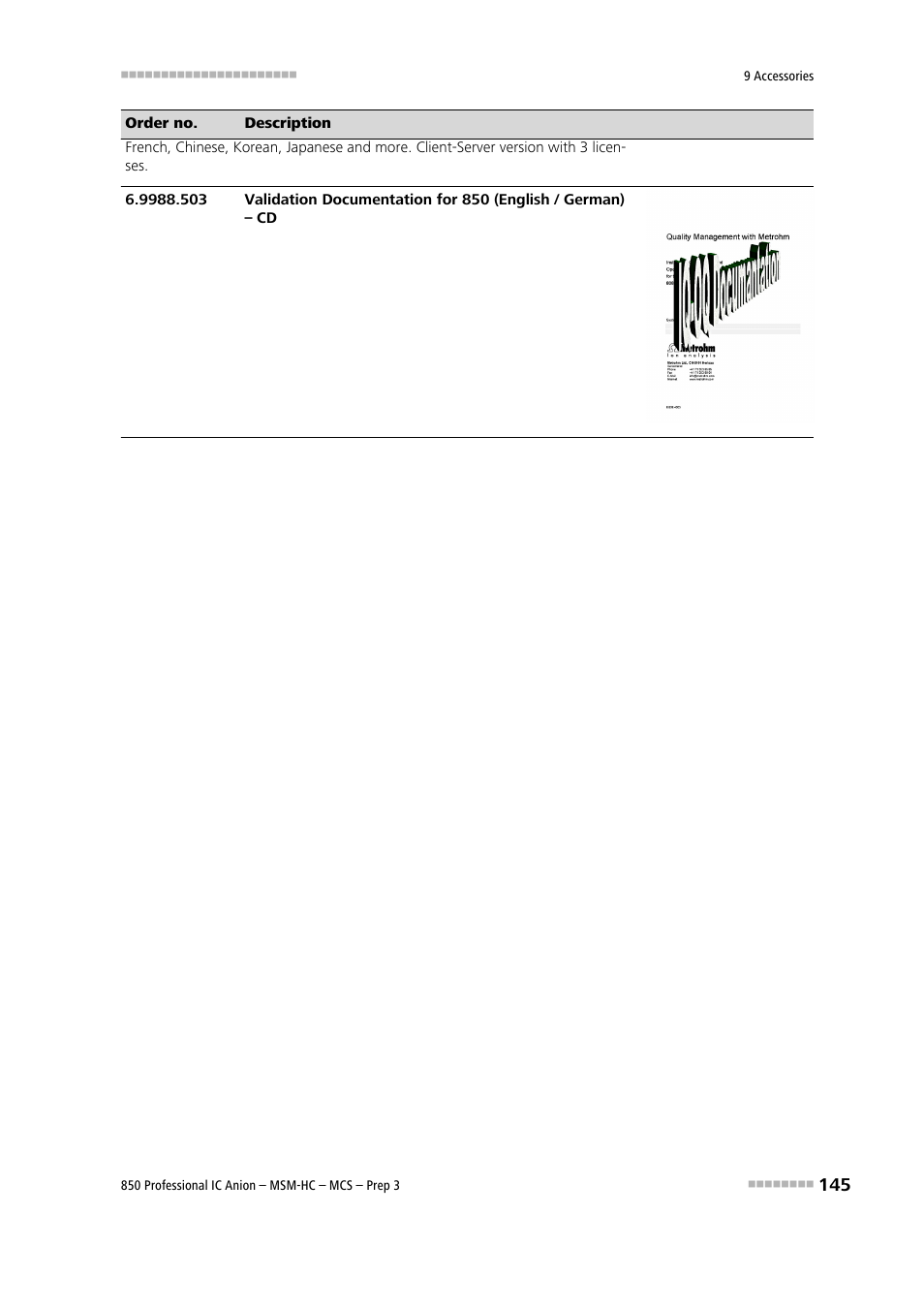 Metrohm 850 Professional IC MSM-HC MCS Prep 3 User Manual | Page 155 / 158