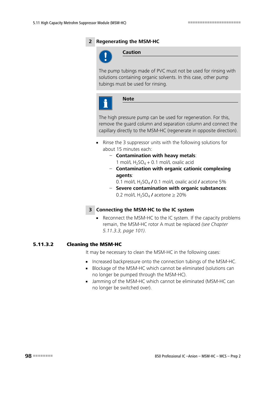 2 cleaning the msm‑hc | Metrohm 850 Professional IC Anion MSM-HC MCS Prep 2 User Manual | Page 108 / 150