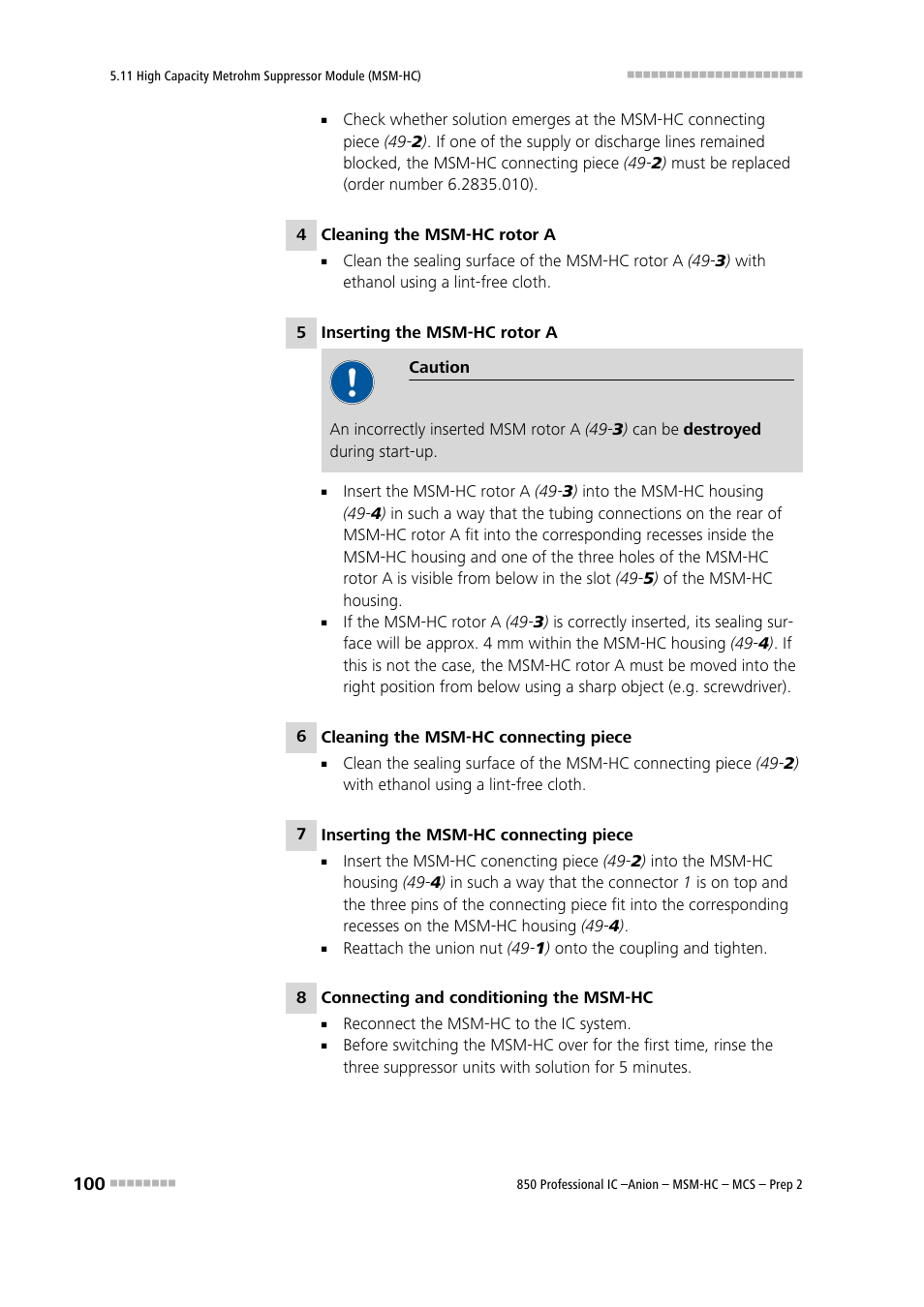 Metrohm 850 Professional IC Anion MSM-HC MCS Prep 2 User Manual | Page 110 / 150