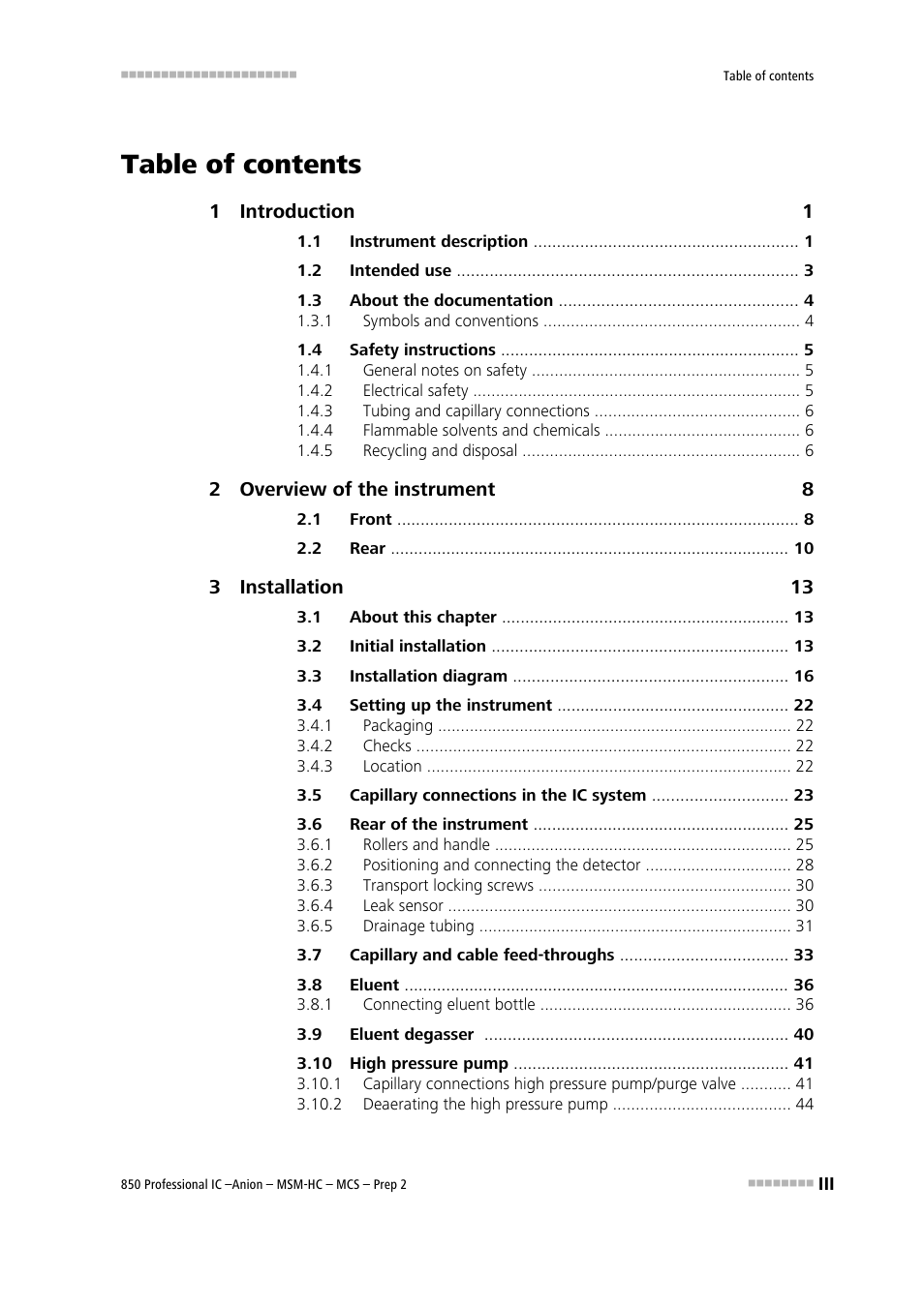 Metrohm 850 Professional IC Anion MSM-HC MCS Prep 2 User Manual | Page 5 / 150
