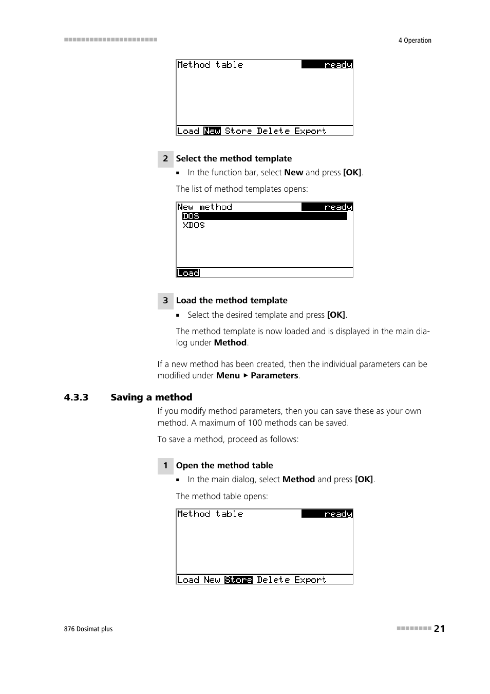 3 saving a method, Saving a method | Metrohm 876 Dosimat plus User Manual | Page 29 / 88
