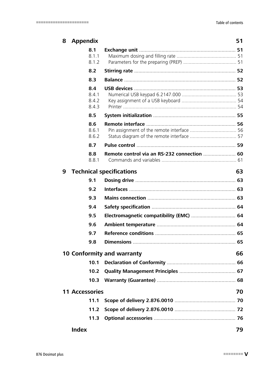 Metrohm 876 Dosimat plus User Manual | Page 7 / 88