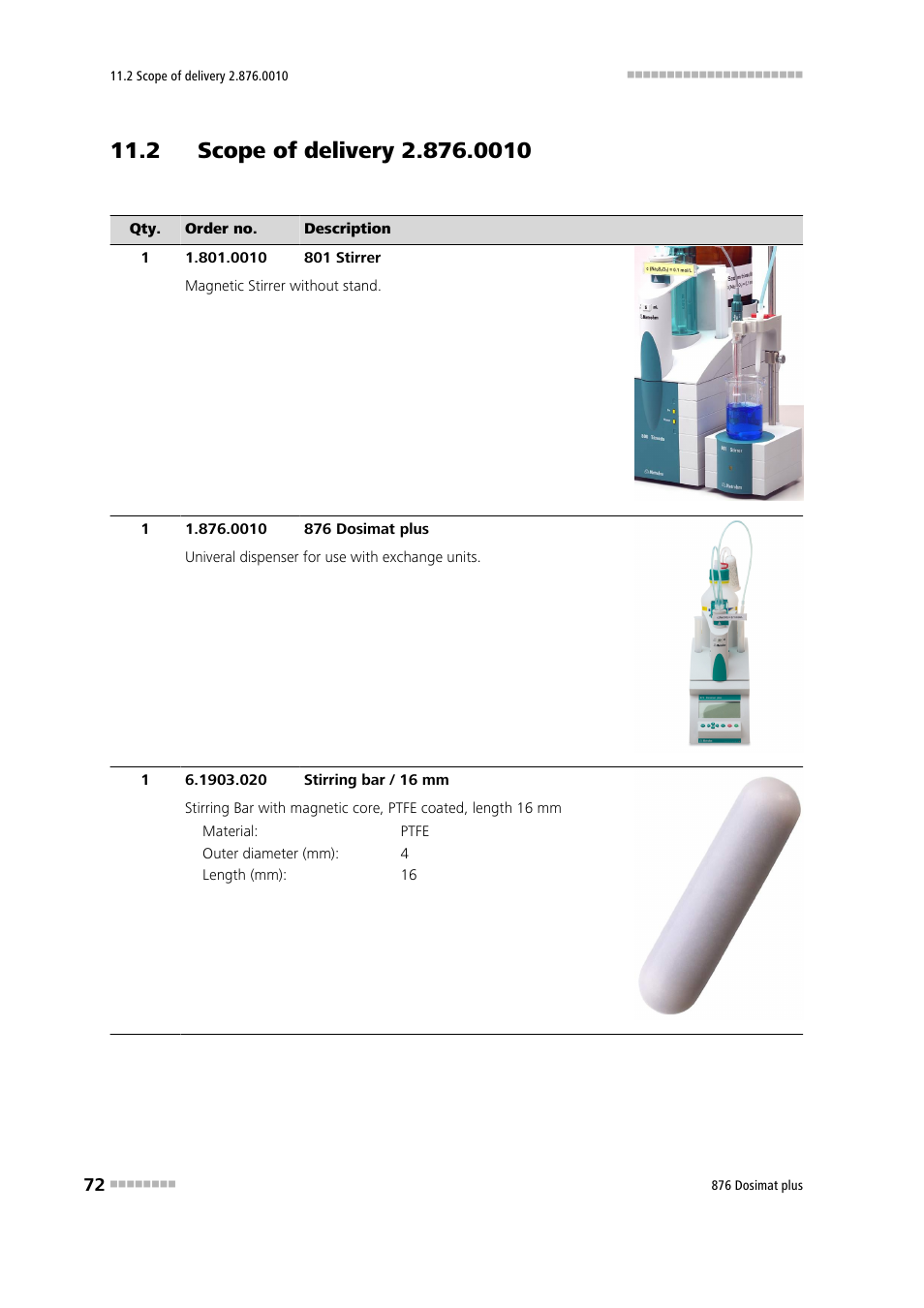 2 scope of delivery 2.876.0010 | Metrohm 876 Dosimat plus User Manual | Page 80 / 88