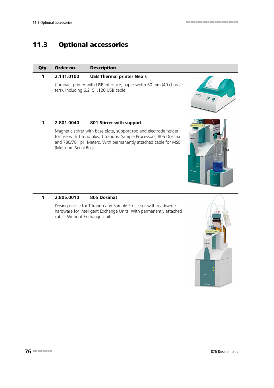 3 optional accessories | Metrohm 876 Dosimat plus User Manual | Page 84 / 88