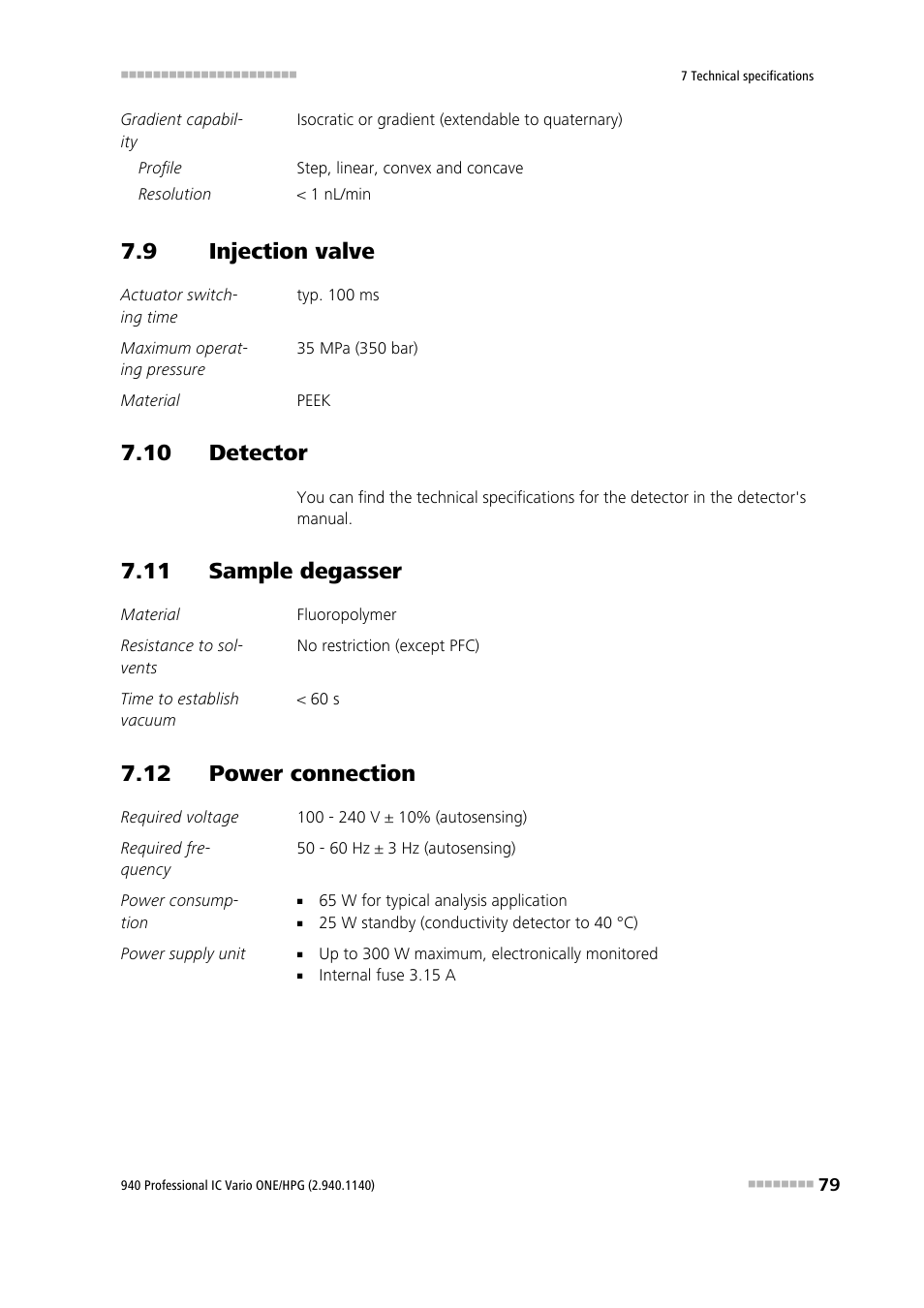 9 injection valve, 10 detector, 11 sample degasser | 12 power connection, Injection valve | Metrohm 940 Professional IC Vario ONE/HPG User Manual | Page 87 / 95