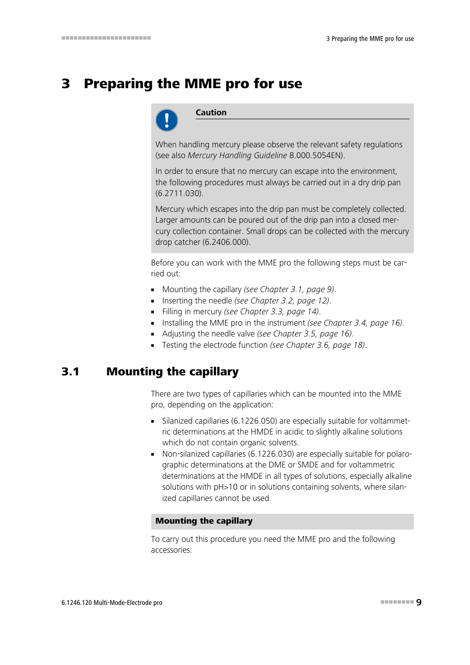 3 preparing the mme pro for use, 1 mounting the capillary, Mounting the capillary | Metrohm Multi-Mode Electrode pro User Manual | Page 17 / 57
