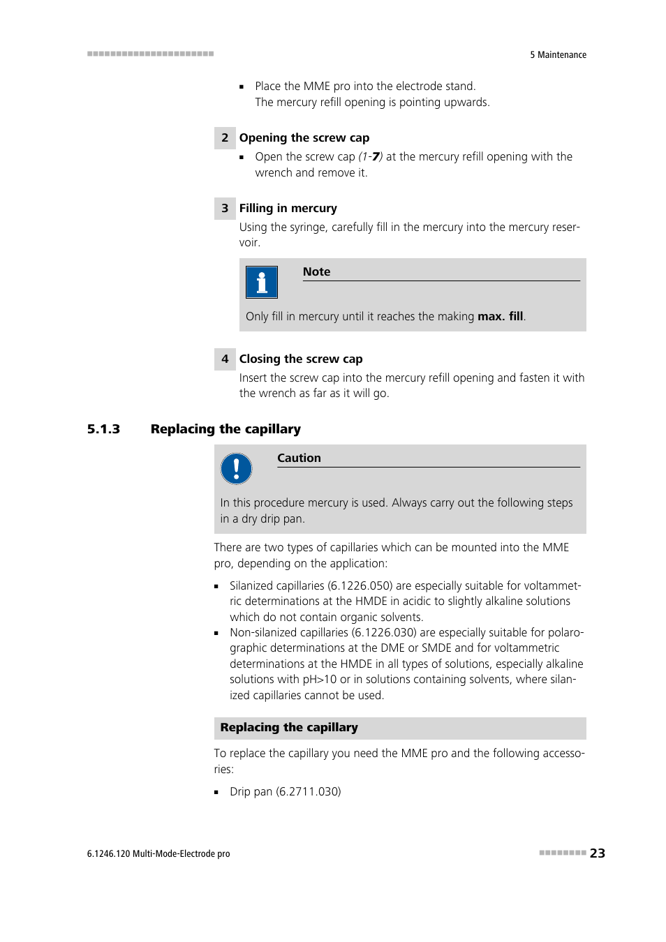 3 replacing the capillary, Replacing the capillary | Metrohm Multi-Mode Electrode pro User Manual | Page 31 / 57