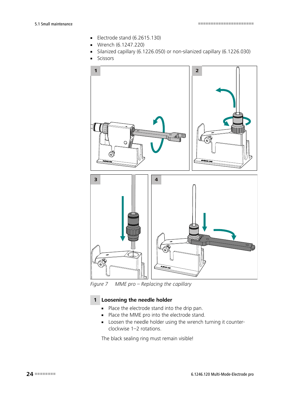 Figure 7, Mme pro – replacing the capillary | Metrohm Multi-Mode Electrode pro User Manual | Page 32 / 57