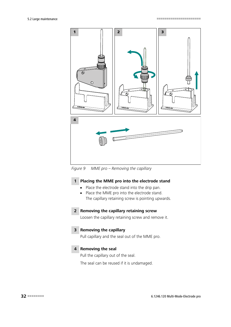 Figure 9, Mme pro – removing the capillary | Metrohm Multi-Mode Electrode pro User Manual | Page 40 / 57