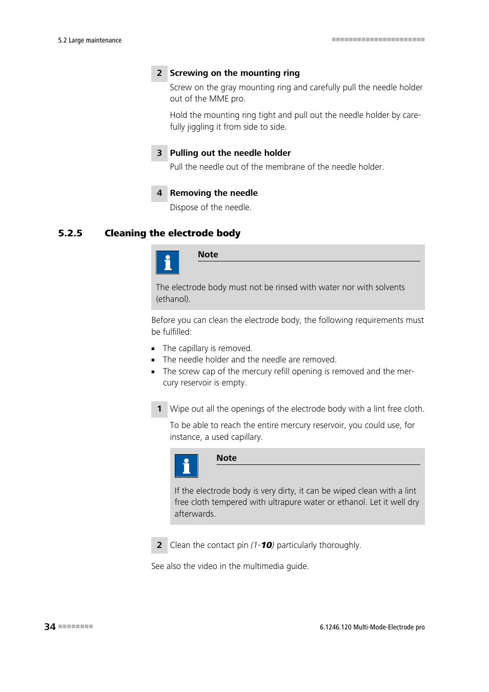 5 cleaning the electrode body, Cleaning the electrode body | Metrohm Multi-Mode Electrode pro User Manual | Page 42 / 57