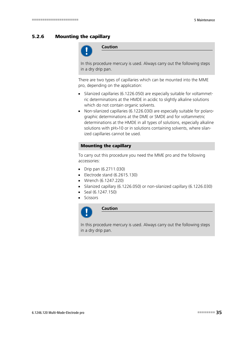 6 mounting the capillary, Mounting the capillary | Metrohm Multi-Mode Electrode pro User Manual | Page 43 / 57