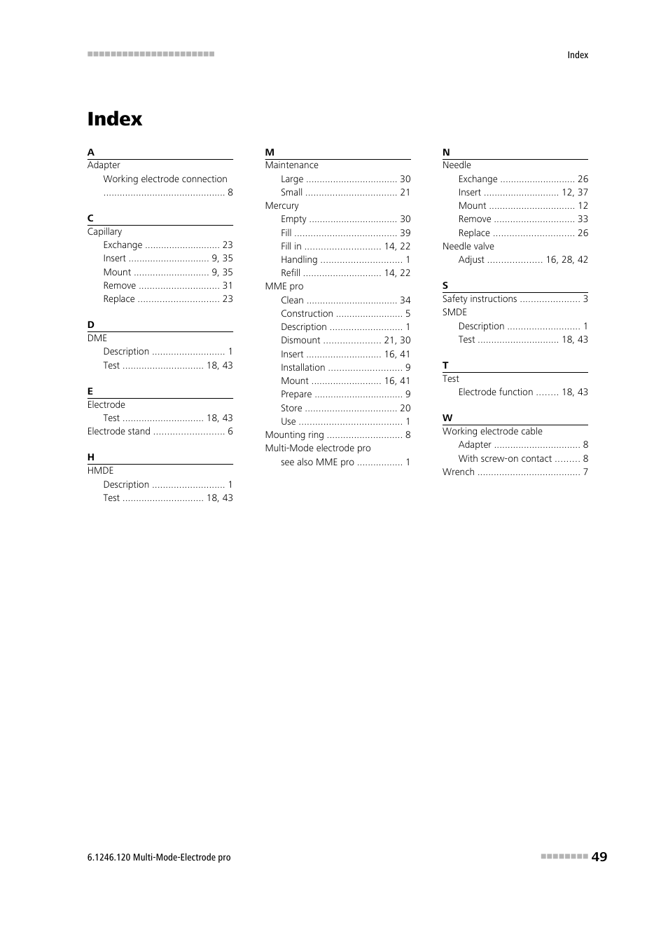 Index | Metrohm Multi-Mode Electrode pro User Manual | Page 57 / 57