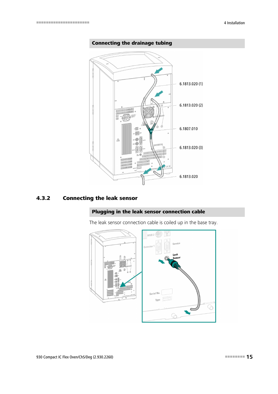 2 connecting the leak sensor, Connecting the leak sensor | Metrohm 930 Compact IC Flex Oven/ChS/Deg User Manual | Page 23 / 47