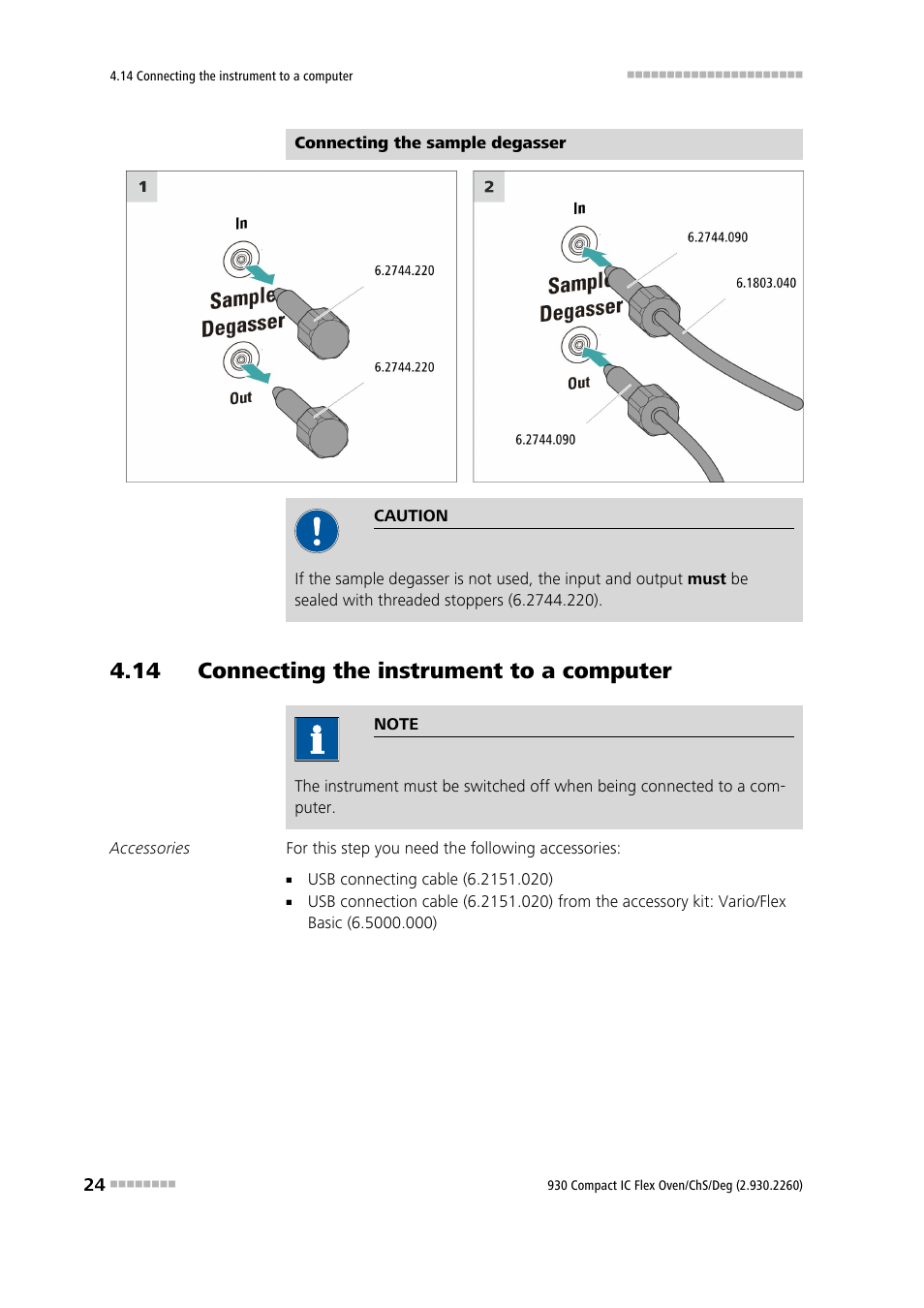 14 connecting the instrument to a computer | Metrohm 930 Compact IC Flex Oven/ChS/Deg User Manual | Page 32 / 47