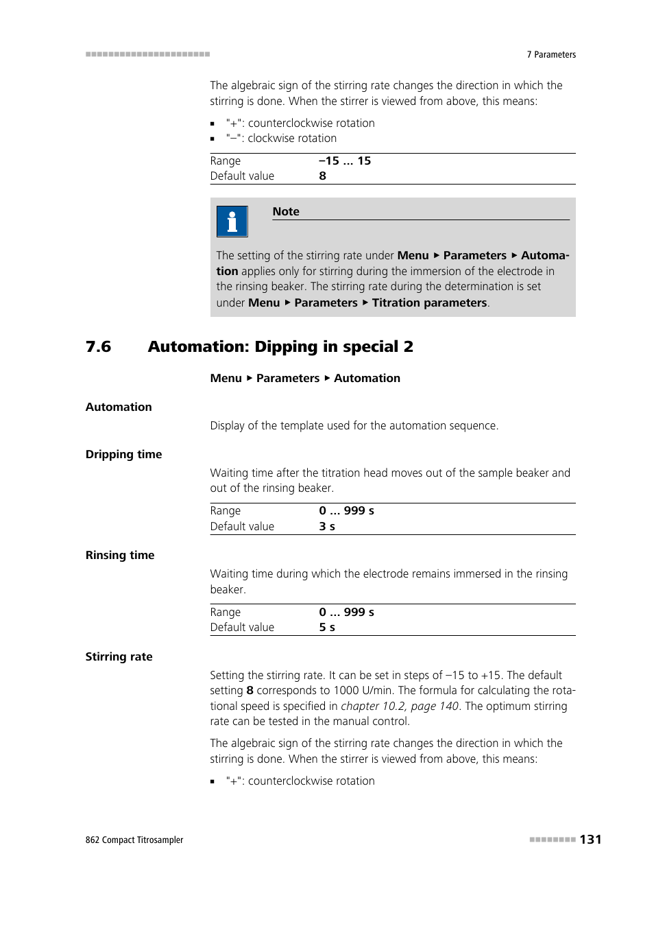 6 automation: dipping in special 2, Automation: dipping in special 2 | Metrohm 862 Compact Titrosampler User Manual | Page 141 / 174