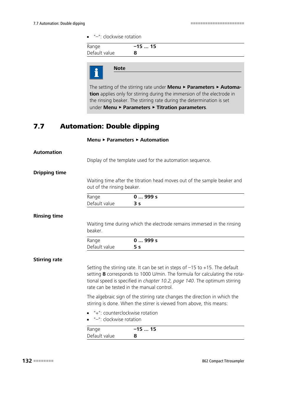 7 automation: double dipping, Automation: double dipping | Metrohm 862 Compact Titrosampler User Manual | Page 142 / 174