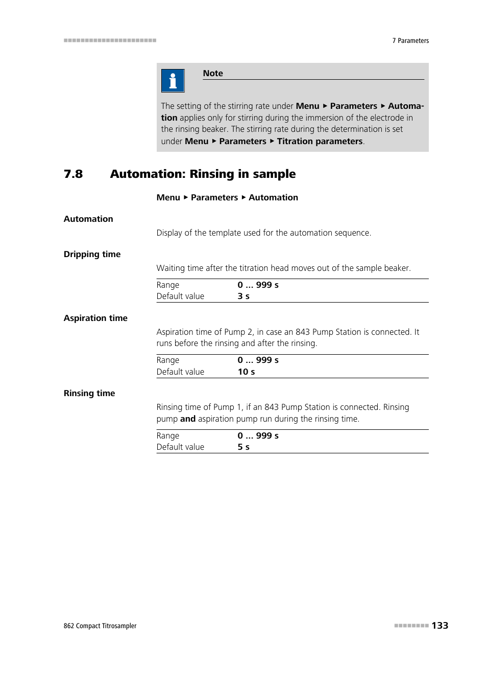 8 automation: rinsing in sample, Automation: rinsing in sample | Metrohm 862 Compact Titrosampler User Manual | Page 143 / 174